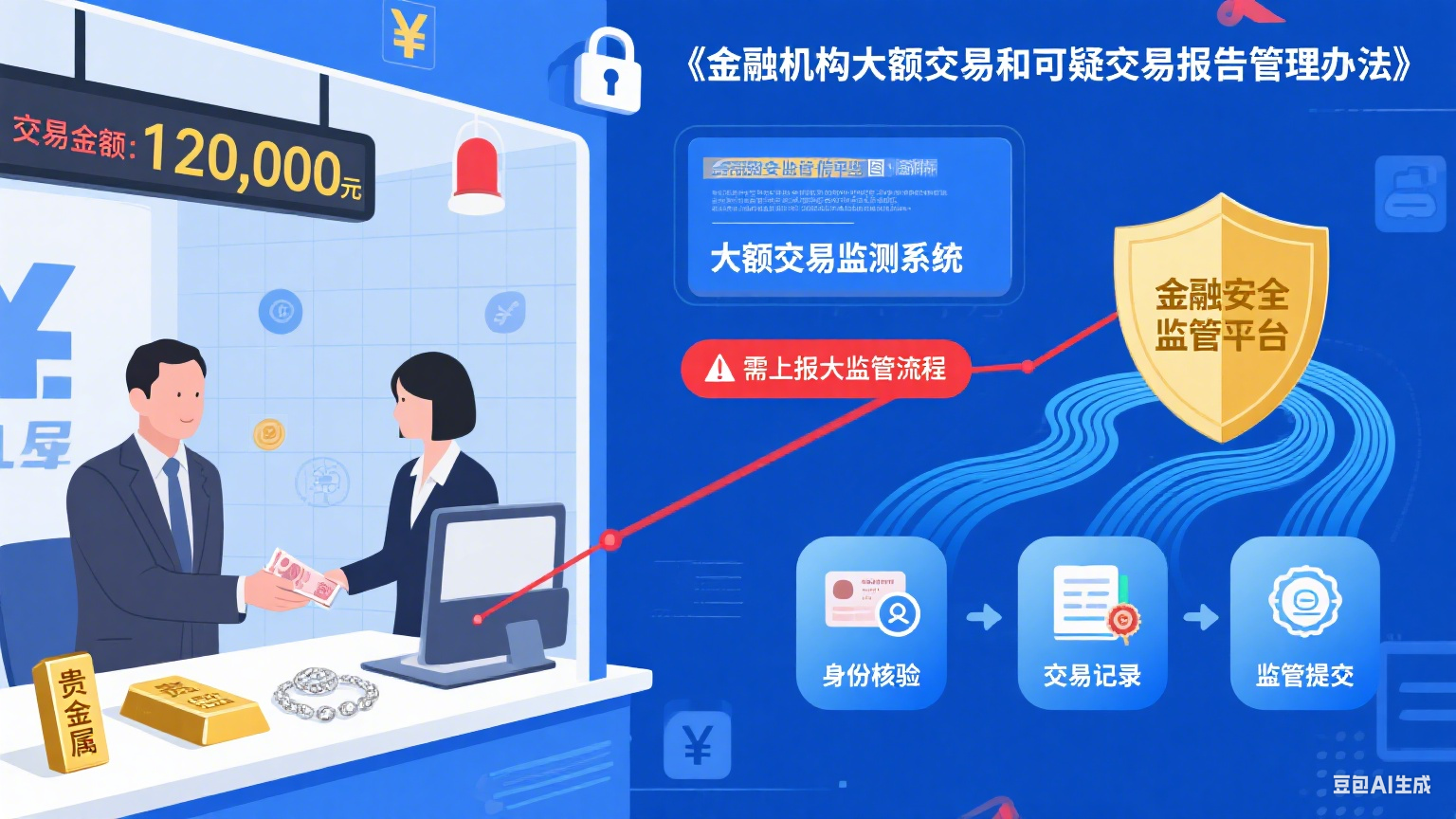 现金购买贵金属超 10 万元需上报，筑牢金融安全防线。