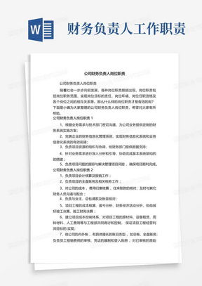 财务部负责人，企业财务健康的守护者